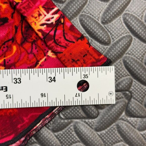 Chico's Wishful Villa Poncho Top Womens One Size Red Patterned Triangle Stretch - Picture 7 of 7